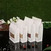 100 pçs / lote kraft stand up bolsas reutilizável papel embalagem de papel kraft com janela calor selável alimento saco de armazenamento