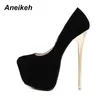 Aneikeh grande tamanho 41 42 43 44 45 Bombas sensuais mulheres mulheres fetiche sapatos de salto alto stripper flock bombas 16 cm zapatos mujer 220226