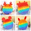 US Stock Rainbow Macaroon Fidget Bubble Chain Bag Purses Kids Boy Girls Novel Cool Design Crossbody Fanny Pack Push Pop Sensory Puzzle Toys Early Leaning Education