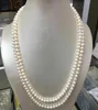 8-9mm South Sea Round White Pearl Necklace 38inch Choker Bridal Smycken