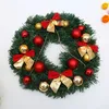 Beautiful 30CM/12 INCH Artificial Christmas Wreath Front Door Ornament Wall Garland Hanging Rattan Ornaments Bow Bell Party Show Window Decoration HY0134