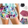 Sweet Floral Print Pom Hem High Waist Shorts For Women Elastic Summer Feminino Skirts B682 210527