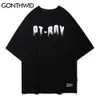 GONTHWID T-shirt Hip Hop Uomo Streetwear Harajuku Pittura creativa Graffiti Stampa Manica corta T-shirt in cotone Moda casual Top C0315