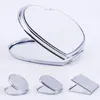 New Silver Pocket sottile specchio compatto vuoto rotondo specchio per trucco in metallo a forma di cuore specchio costmetico fai da te regalo di nozze