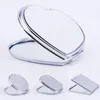 New Silver Pocket Thin Compact Mirror Blank Round Heart-shaped Metal Makeup Mirror DIY Costmetic Mirror Wedding Gift