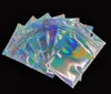 100 pcs Resealable Smell Proof Bags Foil Pouch Bag Flat laser color Packaging Bag for Party Favor Food Storage Holographic Color