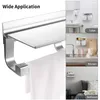 Toilet Paper Holders Holder,Wall Mounted Double Rolls Roll Holder With Shelf For Toilet,Bathroom - Space Aluminum