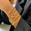 Link Chain Kunjoe Punk Cuban Armband för kvinnor Böhmen Geometrisk lyx Bling Crytal OT Buckle Set Jewelry Party Giftlink