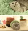 Super Soft Pet Bed Kennel Long Plush Cat Mat Portable Warm Sleeping Bag Dog Cushion Round Pet House Kitty Sofa With Free Cat Rod 210713