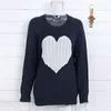 Maglioni da donna Pullover con cuore rosa amore Autunno inverno Maglioni lavorati a maglia dolci larghi Maglioni lavorati a maglia casual femminili Taglie forti Colore a contrasto