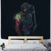 Astronaut Vägg Tapestry med svart bakgrund Färg Jellyfish Interstellar Sky Tapestry Wall HNaging Hippie Boho Dorm Decor 210609