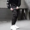 Pantalones para hombres joggers joggers múltiples cintura elástica harem hip hop ropa de calles pantalones de chándal techwear lápiz