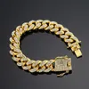 Męskie Hip Hop Bling Gold Bracelets Diamentowe bransoletki biżuteria mrożona w Miami Cuban Link Bransoleta 4822444
