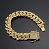 Pulseras de oro ostentosas de Hip Hop para hombre, pulseras de diamantes, joyería helada, pulsera de cadena de eslabones cubanos de Miami6782054