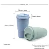 Coffee Cup Wheat Straw Fiber Mug With Lid Plastic Car Tumblers Portable Silicone Water Bottle TX0004