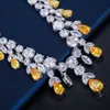 ThreeGraces Luxus Marke Gelb Zirkonia Big Baumeln Ohrringe und Halsketten Frauen Hochzeit Kostüm Schmuck Sets JS266 H1022