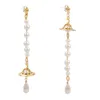 Charme femmes perles chaîne tchèque perceuse orbite boucles d'oreilles à breloques perle baroque irrégulière balancent clous d'oreille pour les femmes bijoux cadeau boucles d'oreilles de haute qualité