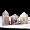 10 sztuk Naturalny Druzy Agate Geode Mineral Rock Quartz Crystal Cluster Cluster Tower Point Prism Wand Healing Chakra Drusy Gemstone Obelisk Patmen