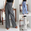 Kvinnors byxor Capris Plus Storlek Kvinnor Stripes Wide Leg Slacks High Waist Fickor Bandage Brousers Arbeta Fashion Casual Loose