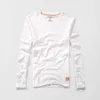 メンズTシャツの因果的長袖ティー100％純綿ソリッドカラーOネックレトロトップス男性服210601