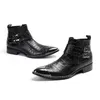 Hombres Rock Británico S Vestido de moda Black Buckles Man s genuina de tobillo de cuero zapatos pisos talones de personalidad Tamaño de la personalidad E A DR Buckl Boot Sho Flt Hl Pronlidad