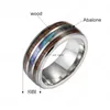 8mm Herren Eheringe Inlay Koa Holz Ringe und Abalone Muschel Titan Stahl Ring Finger für Frauen Männer Modeschmuck