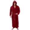 Men's Sleepwear Fashion Casual Mens Bathrobes Flannel Robe Hooded Long Sleeve Couple Men Woman Plush Shawl Kimono Warm Male Bathrobe Coat