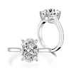 Qyi Real 925 Sterling Silver 5 CT Ring Kvinnor Smycken Vit Simulerad Diamant Ovala Klipp Bröllop Ringar