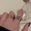 Retrô minimalista cor prata anéis abertos para mulheres personalidade dupla borboleta ajustável anel de dedo menina jóias presente