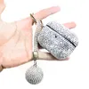 Luxury Bling Shiny Full Diamond Dekorativa Hörlurar Tillbehör Väskor Hängande boll Keychain Krok För Apple AirPods 1 2 3 Pro Case Wireless Bluetooth Hörlurskåpa