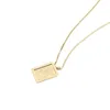 Pendanthalsband Allme Minimalist Sun Print Rectangle Coin Necklace For Women Gold Color Box Chain Titanium Steel Jewelry