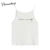 Yitimuceng Zipper Crop Tops Femmes Dos Nu Sexy Vêtements Mode Coréenne Cami Spaghetti Strap Débardeur D'été Tricoté 210601