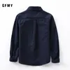 GFMY Frühling 100 % Oxford-Textil-Baumwolle, dick, volle Ärmel, bestickte Buchstaben, einfarbig, Schwarz, Blau, Jungen, weiße Hemden 210306
