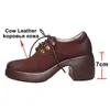 Meotina kvinnor pumpar höga klackar naturliga äkta läder chunky höga klackar skor äkta läder spets upp skor kvinnlig höststorlek 40 210608