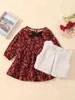Baby Ditsy Floral Bow Front Dress & Teddy Vest Coat SHE