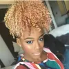 Afro Puff Drawstring Ponytail Brazylijski Dziewiczy Ludzki Włosy Krótkie Kinkys Kręcone Ombre Blondynki Rozszerzenie Bun Hairpieces (4/27)