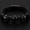 Link, Corrente de Ouro Aço Inoxidável Pulseira Masculina Punk Gothic Skull Fecho Magnético Cabeça Animal Homme Armband Masculino Jóias Presente