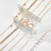 Gold Tassel Bransoletki Dla Kobiet Boho Jewelry Geometryczne Liście Koraliki Warstwowy Charm Charm Charm Set Set