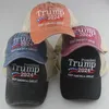 Donald Trump 2024 Berretti da baseball Patchwork lavato all'aperto Make America Great Again cappello Presidente repubblicano Berretto sportivo in rete LJJA-2423