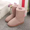 2022 Zima Australia Baby Snow Girls Children Botki Style Cow Suede Skórzane Wodoodporne Bawełniane Buty Ciepłe Buty Buty 21-35