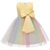 Happy Year Baby / Toddler Girl Floral Bowknot Granadina Colorido con volantes Vestido de fiesta sin mangas 210528
