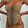 Qeils Leopard Swimsuit 여성 2021 뜨거운 판매 스트랩 패딩 푸시 업 푸시 일어난 한 조각 모노 키니 섹시한 솔리드 수영복 여성 수영복