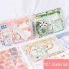 107 PC / 세트 소재 Spree Memo 패드 작은 신선한 INS 저널 스티커 DIY 기본 배경 참고 종이 학교 용품 Kawaii