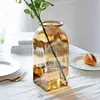 Flerfärgad glasvase för vardagsrum Torkade blommor Nordic Transparent Europe Home Decoration Flower Tabletop Vases 211215