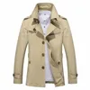 Mens Höst Business Casual Jacket Male Outdoor Long Lapel Windbreaker Lätta Jackor Herr Trench Coat Brand Clothing 210811