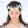 Hårklipp Barrettes Korean Style Women Pearl Crystal Flower V Shape Water Drop Crown Tiara Hairwear Wedding Bridal Jewelry Accessory VL