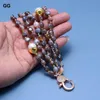 Beaded Strands Guaiguai Jewelry 5 Natural White Keshi Pearl Gold Plated Beads Round Coin Brown Agate Armband CZ CLASP FOR Women Fawn22