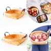 저장 바구니 나무 트레이 짠 피크닉 바구니 빵 과일 일본식 일본식 핸들