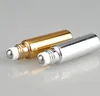 5ml UV Roll On Bottle Gold and Silver Essential Oil Container With Steel Metal Roller ball fragrance Perfume Vials
