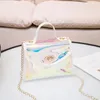 Colorful Chain Bag Women Small Square Bag Flash Ladies Shoulder Bag Transparent Jelly Mobile Phone Bags Coin Purse